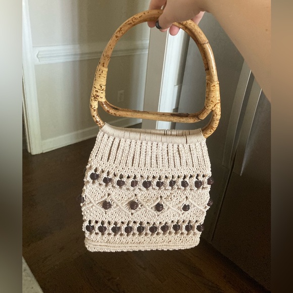 Handmade Macrame Crochet Beaded Bag - Picture 2 of 9